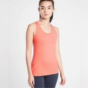 Athleta Nitro Activewear Tank Top with Open Back Detail in a Coral Orange